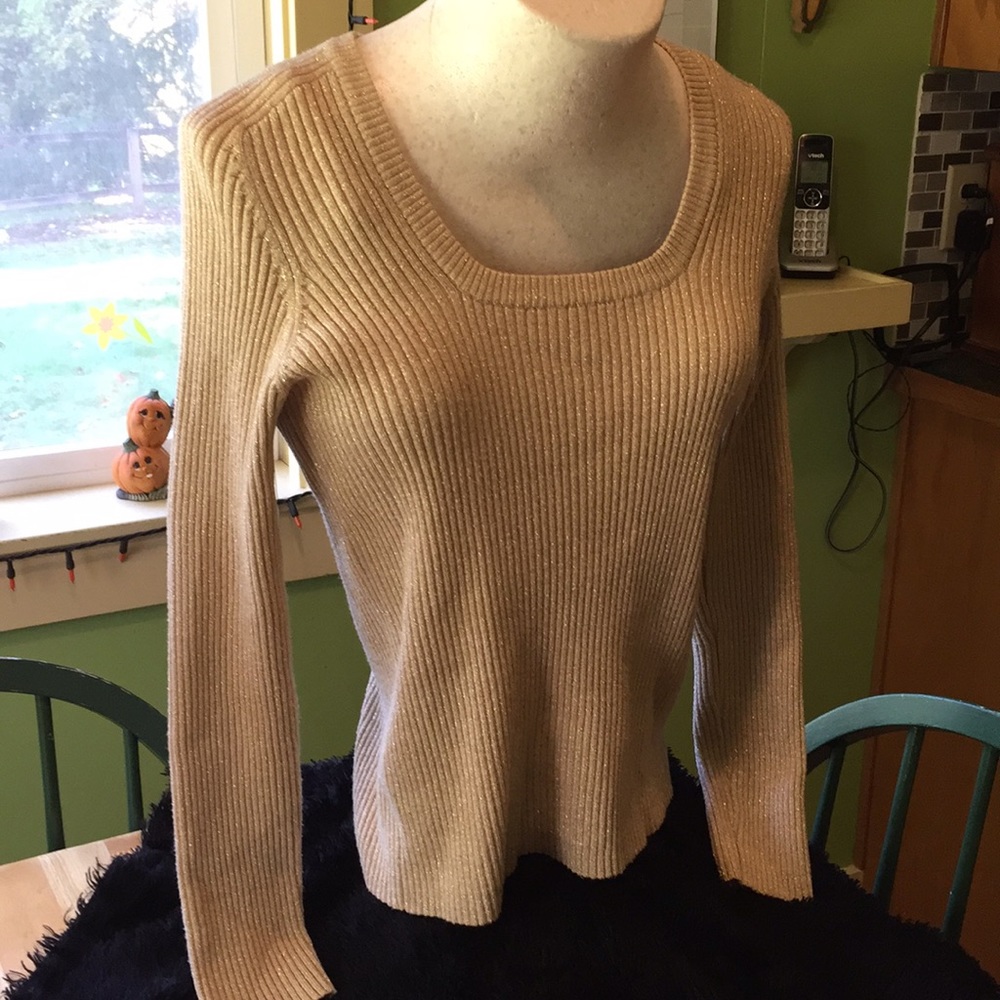 Gold sparkly scoop neck sweater